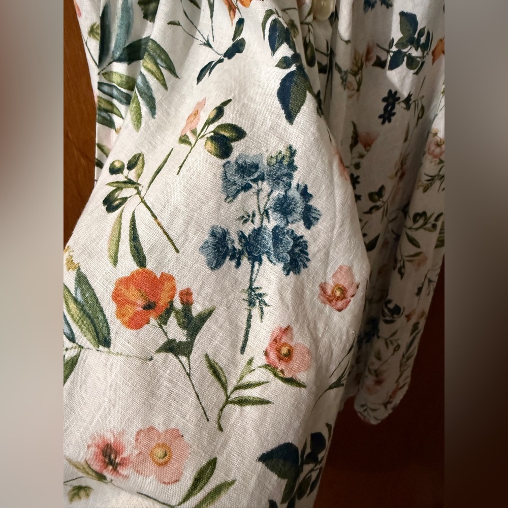 NWOT Saks Fifth Avenue Floral Linen Button Front Midi Skirt - Size Small - Picture 9 of 9